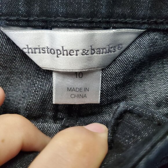 Christopher & Banks Jeans Womens Size 10 Black Embellished Pockets Stretch Slim - Picture 2 of 12